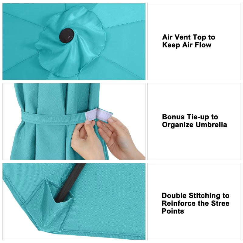 ABCCANOPY 9ft Outdoor Umbrella Replacement Top Suit 8 Ribs (Turquoise) - Image 4